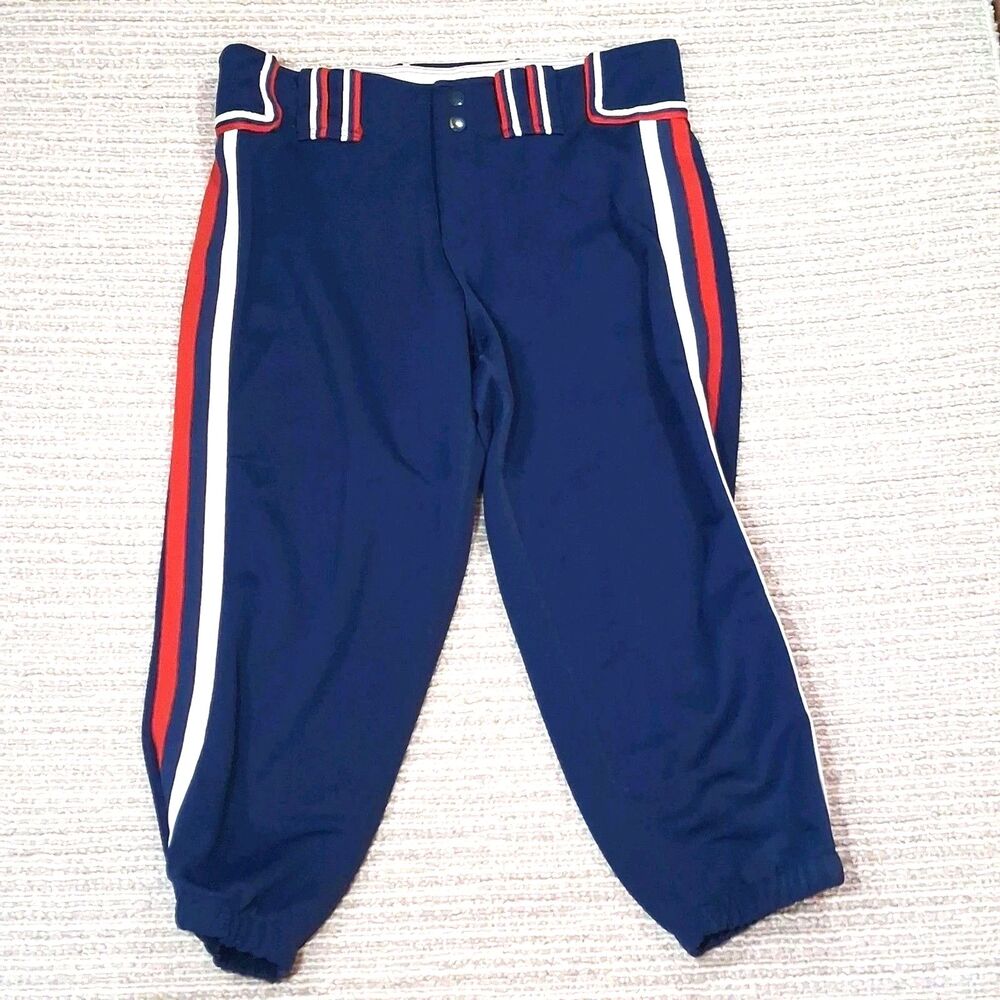 boombah baseball pants mens 32 blue red stripe knicker stripe softball athletic